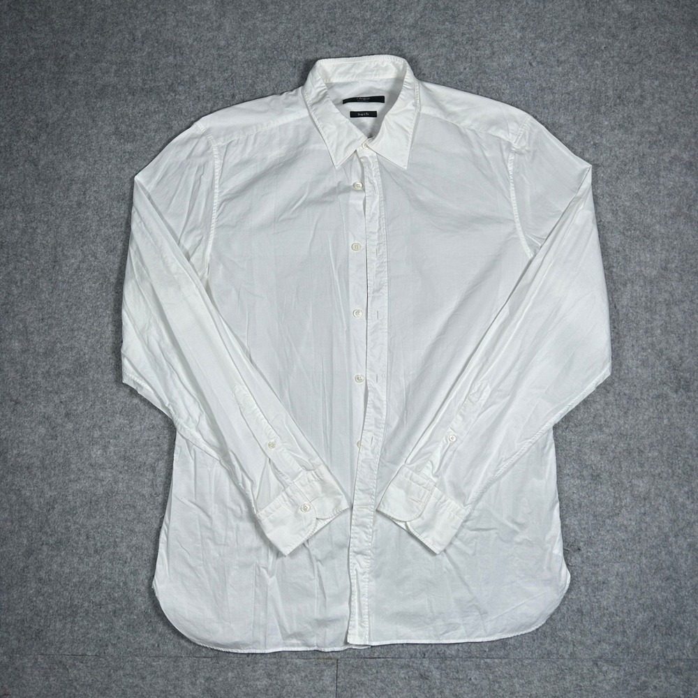 Z Zegna Shirt Mens Large 43/17 White Drop 8 Fit Luxury Designer Dress Cotton